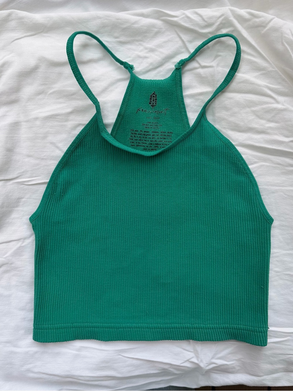Free People Green Racerback Crop Tank Top